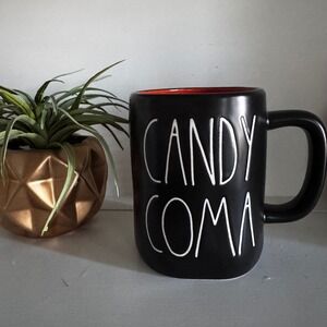 Rae Dunn Halloween Candy‎ Coma Black Orange Mug Coffee Artisan Collection